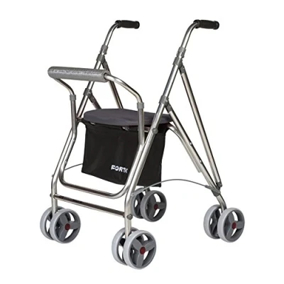Abbildung von Rollator für Senioren Alu mit Sitzfläche Abklappbarer Aluminium Rollator, grau