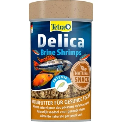 Abbildung von Tetra Delica Brine Shrimps Naturfutter 100 Prozent gefriergetrocknete Salinenkrebse, natürliche Snacks für Zierfische, ml Dose