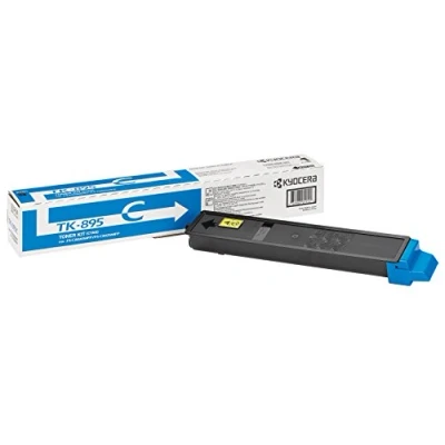Abbildung von Kyocera TK 895C Toner Cyan 1T02K0CNL0. Drucker kompatibel für FS C8020MFP, C8025MFP, C8520MFP, C8525MFP. Original Tonerkartusche bis zu 6000 Seiten