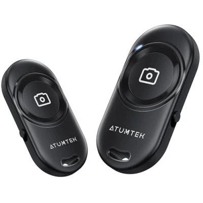 Abbildung von ATUMTEK Bluetooth Kamera Fernbedienung (2er Pack), 5.2 Fernauslöser mit Stabiler Verbindung, Kompatibel für iPhone &amp; Android Smartphones und Tablets, Ideal Selfies Gruppenfotos