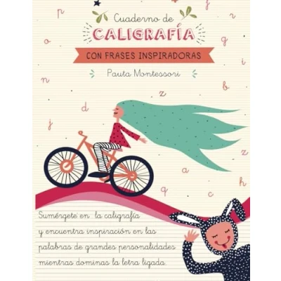 Abbildung von Cuaderno de Caligrafía con Frases Inspiradoras. Pauta Montessori: Libro Divertida en Letra Ligada Escolar para niños y Niñas Primaria. 8 años