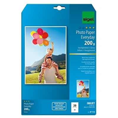 Abbildung von SIGEL IP710 InkJet Fotopapier A4, 20 Blatt, hochglänzend, weiß, 200 g , für hochwertige Fotografien