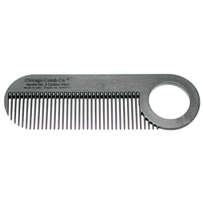 Abbildung von Chicago Comb Modell 2 aus Kohlefaser, antistatisch, 10 cm lang, feinzahnig, Taschen und Reisekamm, für dünneres Haar, Bart Schnurrbartkamm