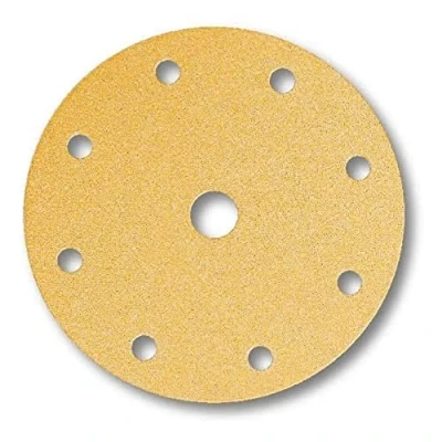 Abbildung von Mirka Gold Universal Schleifpapier Ø 150mm Klett 9 Loch, Korn P80, 100 Stk / Zum Schleifen von Gips, Spachtel, Spanplatten, Holz, Lack
