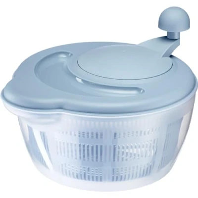 Abbildung von Westmark Salatschleuder, Fassungsvermögen: 5 Liter, ø 26 cm, Kunststoff, BPA frei, Fortuna, Transparent/Blau, 2432224B