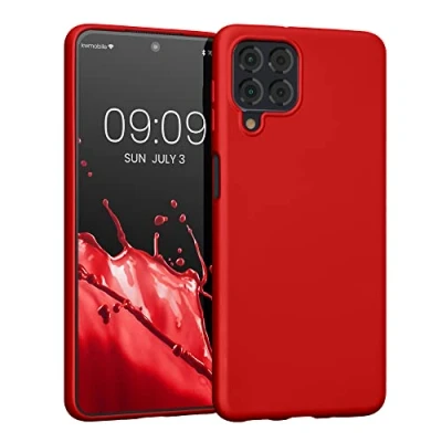 Abbildung von kwmobile Case kompatibel mit Samsung Galaxy M53 5G Hülle Schutzhülle aus Silikon metallisch schimmernd Handyhülle Metallic Dunkelrot