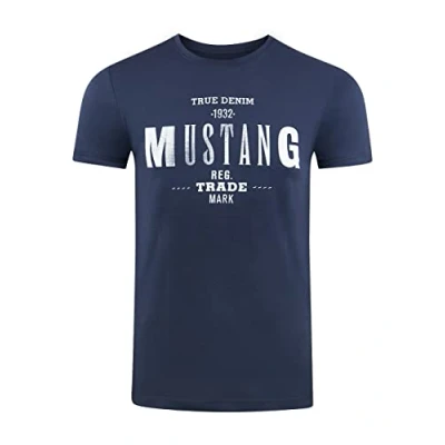 Abbildung von MUSTANG T Shirt Herren Printshirt Regular Fit (1 tlg) Kurzarm Tee mit Rundhalsausschnitt aus 100% Baumwolle