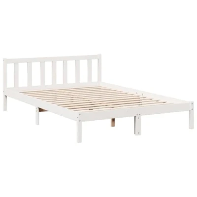 Abbildung von vidaXL Massivholzbett, Holzbett Extra Lang ohne Matratze, Bettgestell mit Lattenrost, Bett Doppelbett für Schlafzimmer, Weiß 140x210cm Kieferholz