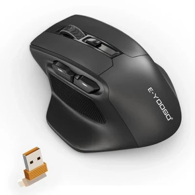 Abbildung von Rytaki Computer Maus Kabellos für große hände Pc Laptop MacBook Wireless USB Maus, 4800 DPI 2.4G optische kabellose Gaming Handmaus, 6 Tasten funkmaus ergonomisch kabellos, schwarz