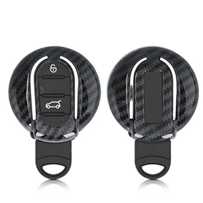 Abbildung von kwmobile Autoschlüssel Hülle kompatibel mit Mini 3 Tasten Smart Key Hardcover Schutzhülle Schlüsselhülle Cover Carbon Schwarz