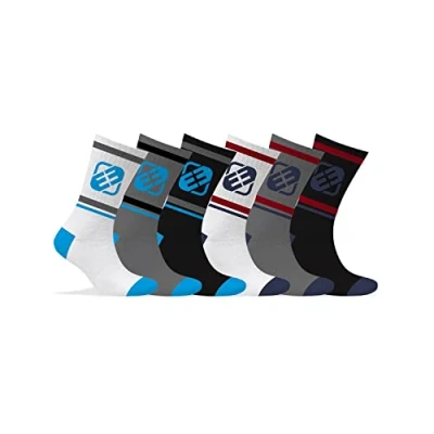 Abbildung von Sportsocken Herren Bewegungsfreiheit, Socken Herren, Atmungsaktiv (6er Pack), Schwarz/Weiß/Grau/Blau, 39/42