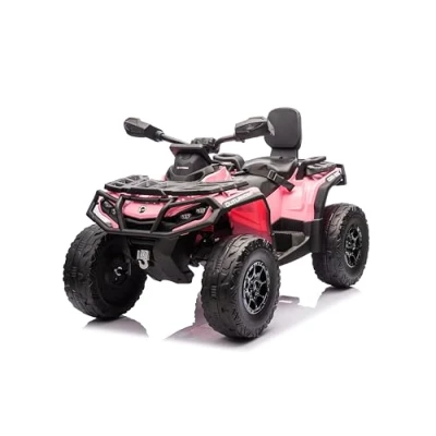 Abbildung von FINOOS Kinder Elektro Quad 2 Sitzer 24V, Can am Outlander Elektroauto LED Leuchten, 4 x 200W Motoren, weiche Eva Räder (Rosa)