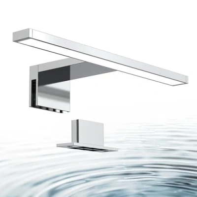 Abbildung von B.K.Licht Wandleuchte Badleuchte LED Spiegelleuchte Badezimmer IP44 230V chrom BKL1112_13, fest integriert, 3000K Warmweiß, 4000K Schminklicht 8W 780lm Beleuchtung Spiegelschrank Flur