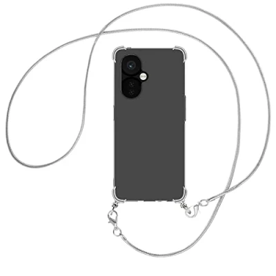 Abbildung von mtb more energy® Handykette kompatibel mit OnePlus Nord CE 3 Lite 5G Metallkette (Snake Silber) Smartphone Hülle zum Umhängen Anti Shock Full TPU Case