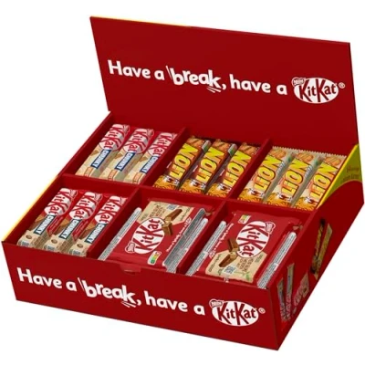 Abbildung von NESTLÉ KITKAT &amp; LION Süßigkeiten Mix, Schokoriegel Box mit 5 verschiedenen Sorten, insgesamt 64 Riegel, 1er Pack (1 x 2.6kg)