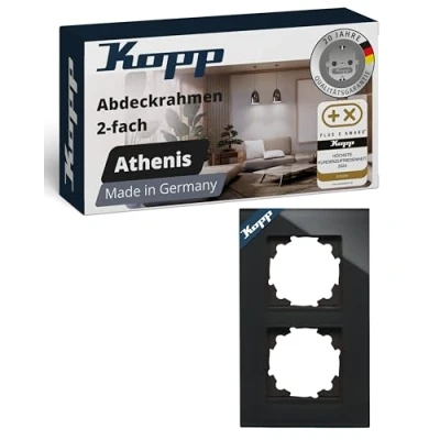 Abbildung von Kopp 405405011 2 fach Echtglas Rahmen Schwarz Abdeckrahmen, Glas