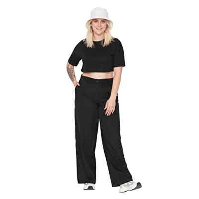 Abbildung von Trendyol Damen Gerade Weites Bein Hohe Taille Hosen in Plus Size