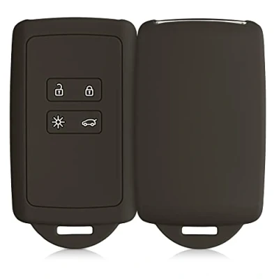 Abbildung von kwmobile Autoschlüssel Hülle kompatibel mit Renault 4 Tasten Smartkey (nur Keyless Go) Silikon Schutzhülle Schlüsselhülle Cover in Olivgrün