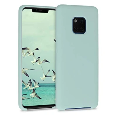 Abbildung von kwmobile Hülle kompatibel mit Huawei Mate 20 Pro Silikon Handy Case Handyhülle weiche Oberfläche kabelloses Laden Mintgrün matt