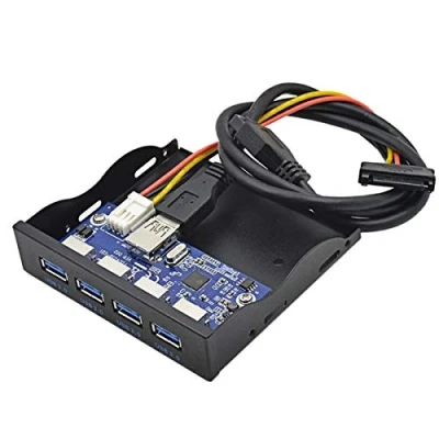 Abbildung von Cablecc USB 3.0 HUB 4 Ports Front Panel auf Motherboard 20pin Connector Kabel für 3,5 Zoll Diskettenschacht
