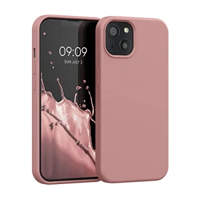 Abbildung von kwmobile Hülle kompatibel mit Apple iPhone 13 Silikon Handy Case Handyhülle weiche Oberfläche kabelloses Laden Winter Rose