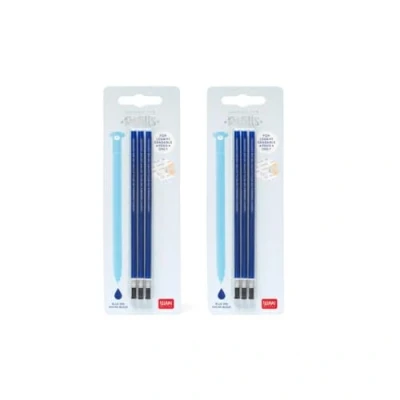 Abbildung von Legami Gelschreibermine radierbar, Set 6 Stück, Höhe 13 cm, Thermosensible Tinte, Blau, Spitze 0,7 mm (2er Blau)