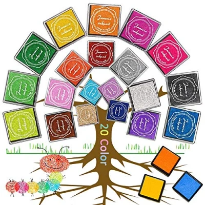 Abbildung von XCOZU 20 Stück Stempelkissen, Stempelkissen Fingerabdrücke Ungiftig Abwaschbar Fingerstempelfarbe, Fingerabdruck Bunt für Papier Handwerk Stoff, Scrapbook,Kinder Geburtstags(20 Farben)