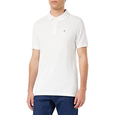 Abbildung von Tommy Jeans SLIM Placket Poloshirt, Herren, Größe: Small, White