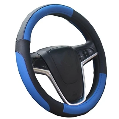 Abbildung von Lenkradabdeckung Lenkradhülle Lenkrad Abdeckung Lenkradbezug aus Mikrofaser Leder 37 39 cm Schwarz Blau Mayco Bell