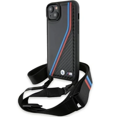 Abbildung von CG Mobile BMW BMHCP15S23PSVTK Hülle für iPhone 15/14 / 13 Schwarz hardcase M Edition Carbon Tricolor Lines &amp; Strap