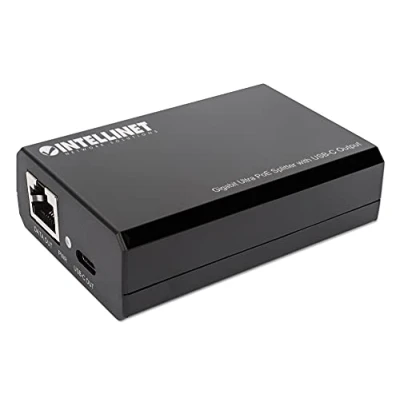 Abbildung von Intellinet Gigabit Ultra PoE Splitter mit USB C Ausgang IEEE 802.3bt/at/af konform RJ45 45W Kunststoffgehaeuse
