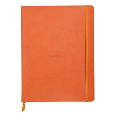 Abbildung von Rhodia 117564C Notizheft Rhodiarama mit weichem Umschlag, dot grid, 80 Blatt, 90 g elfenbeinfarbenes Papier, 190 x 250 mm, Lesezeichen, Innentasche,1 Stück,tangerine Tangerine