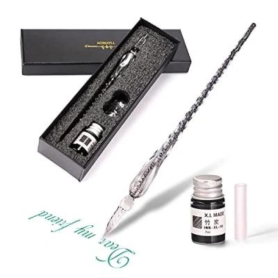 Abbildung von Glasstifte Set Kalligraphie Stift Schreiben, Glas Dip Pen und Tinte Set,für Grußkarten, Unterschriften, Zeichnen, Schreiben.