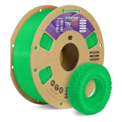 Abbildung von OVERTURE TPU Filament 1.75 mm, Flexible Rolle Weiches 3D Drucker Filament, 95A 1kg Spule (2.2 lbs), Maßgenauigkeit +/ 0,02 mm (Neon Grün)