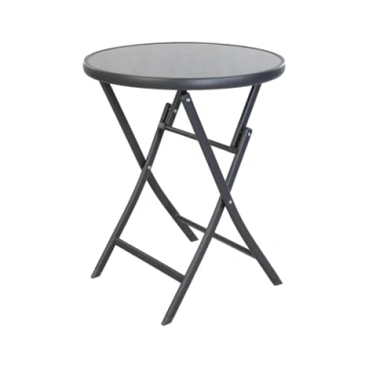 Abbildung von Mojawo Glastisch Bistrotisch Balkontisch Gartentisch Klapptisch Campingtisch Outdoortisch Glas/Metall Anthrazit Schwarz Ø60xH72cm