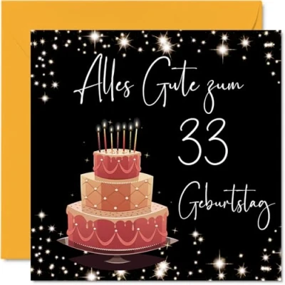 Abbildung von 33. Geburtstagskarte für Frauen Elegant Stilvoll Alles Gute zum Geburtstagskarten 33 Jährige Frau Tochter Schwester Tante, 145mm Dreiunddreißig Geburtstag Grußkarten