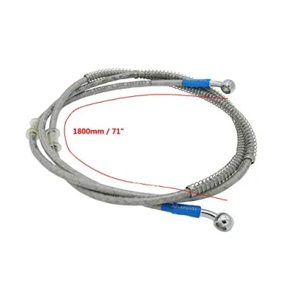 Abbildung von 1800mm 180cm S SYUU Universal Motorrad Bremsschlauch Geflochtener Hydraulikstahl Stärken Bremskupplungsöl Schlauchleitung Fahren kompatibel mit Pit Dirt Bike Enduro Motocross Street Bikes Sport