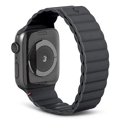 Abbildung von Decoded Apple Watch Armband Silikon und TPU (weich) Schwarz Geeignet für Series 1 9 / SE Ultra (2)