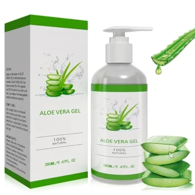 Abbildung von Aloe Vera Gel 100% Rein 280ml Bio für Gesicht, Natürliche, Beruhigende und Pflegende Feuchtigkeitscreme After Sun, Haare Körper