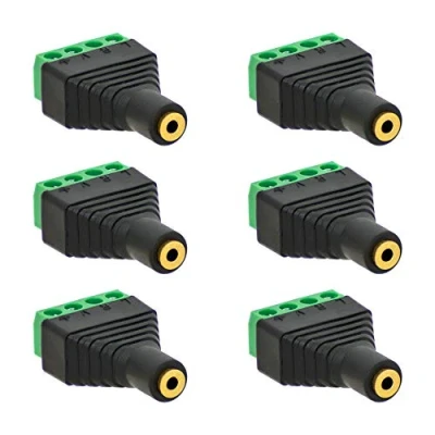 Abbildung von 6X Klinken Buchse 2,5mm Adapter &gt; Terminal Block 4 Pin Schraub Klemmen Vergoldet
