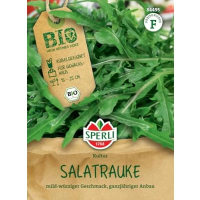 Abbildung von Sperli BIO Salatraukesamen 84495 Salatsamen für eine kübelgeeignete Salatrauken mit einem mild würzigen Geschmack und Inhalt 3 bis 5 lfd. Meter Saatgut