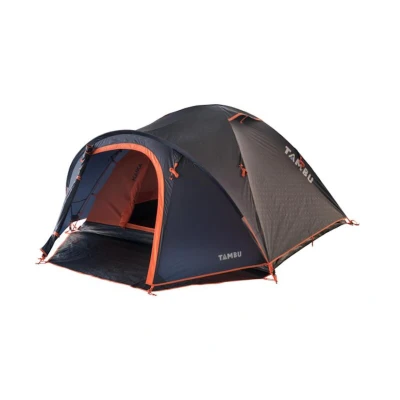 Abbildung von Kuppelzelt TAMBU HAIKA 4 Personen Igluzelt mit Apside Dunkelblau / Orange
