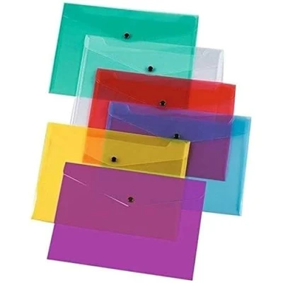 Abbildung von Dokumententaschen aus Kunststoff, A5, transparent, mit Druckknopf, 5 Stück