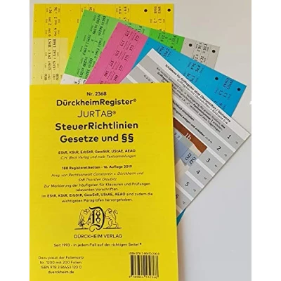 Abbildung von DürckheimRegister STEUERRICHTLINIEN Gesetze und §§: 192 Registeretiketten (sog. Griffregister) nur §§ Zahlen ohne Stichworte ... In jedem Fall auf der richtigen Seite