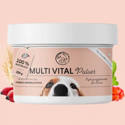 Abbildung von Annimally Vitamine für Hunde I Multivitamin Komplex Pulver Mit Mineralien 200g Gerstengras, Spirulina und Bierhefe Über 17 wertvolle, rein natürliche &amp;