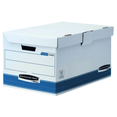 Abbildung von Bankers Box Klappdeckelbox Maxi mit FastFold System, FSC, 10er Packung, weiß/blau