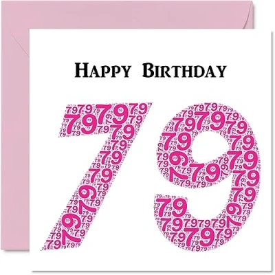 Abbildung von lustige Geburtstagskarte zum 79. Geburtstag für Frau Shapecloud Happy Birthday Karte Vater, Mutter, Großvater, Oma, Onkel, Tante, 145 mm x Grußkarten,