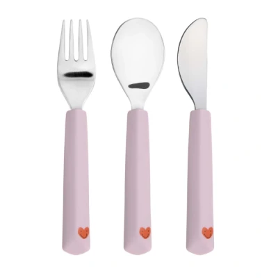 Abbildung von LÄSSIG Kinderbesteck Set 3 teilig Gabel, Löffel, Messer Edelstahl Silikongriff/Cutlery with Silicone Handle Happy Rascals Heart