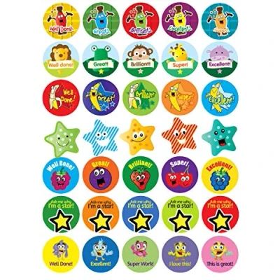 Abbildung von SuperStickers Scratch &#039;n&#039; Sniff Smelly Reward Aufkleber, 350 Stück, mit mehreren Nachrichten, Bildern und Gerüchen.