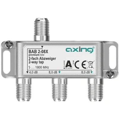 Abbildung von Axing BAB 2 08X Fach Abzweiger 8 dB 5 1800 MHz TV Data Internet Kabelfernsehen